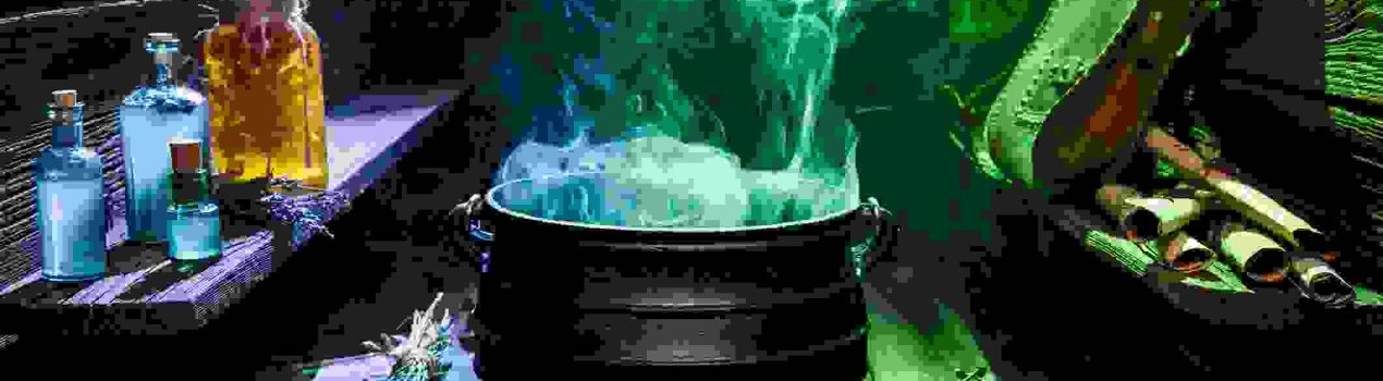 Witcher cauldron with color smoke for Halloween